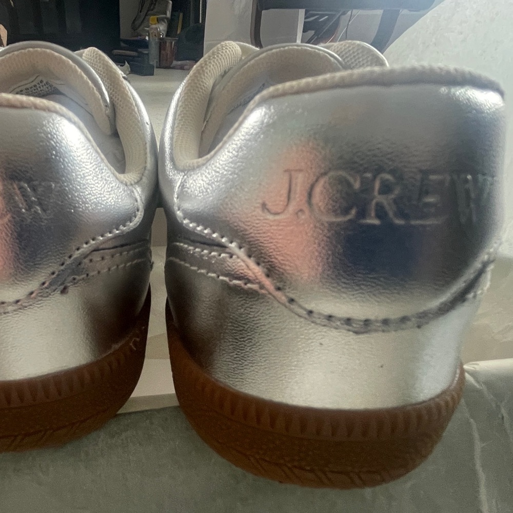 J. Crew Silver and White Women's Sneakers NWT $168 - Picture 9 of 11